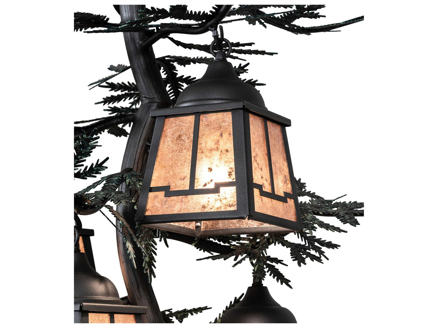 Meyda Pine Branch Valley View 5-Light Lantern Chandelier in Gunmetal Gray