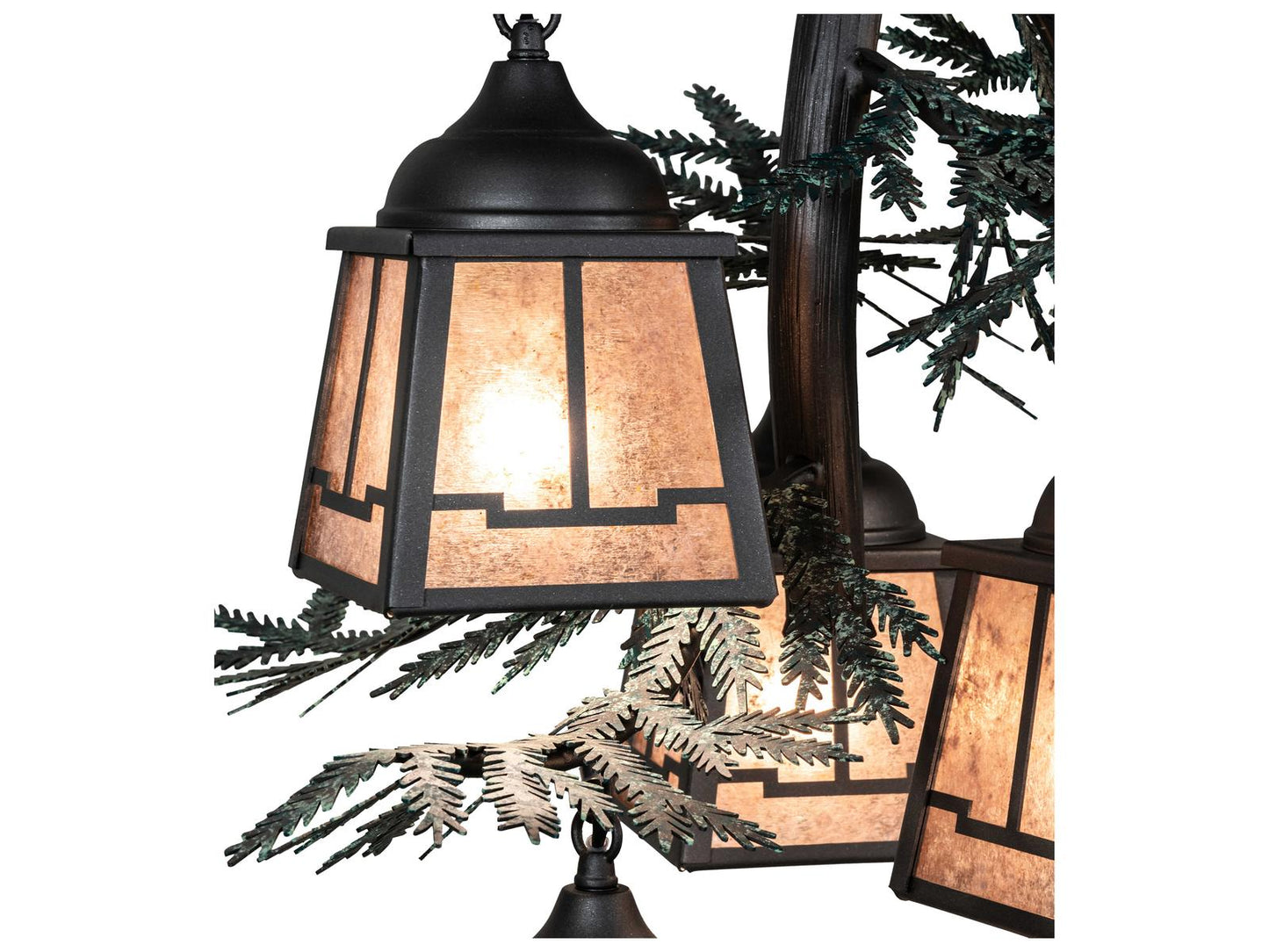 Meyda Pine Branch Valley View 5-Light Lantern Chandelier in Gunmetal Gray