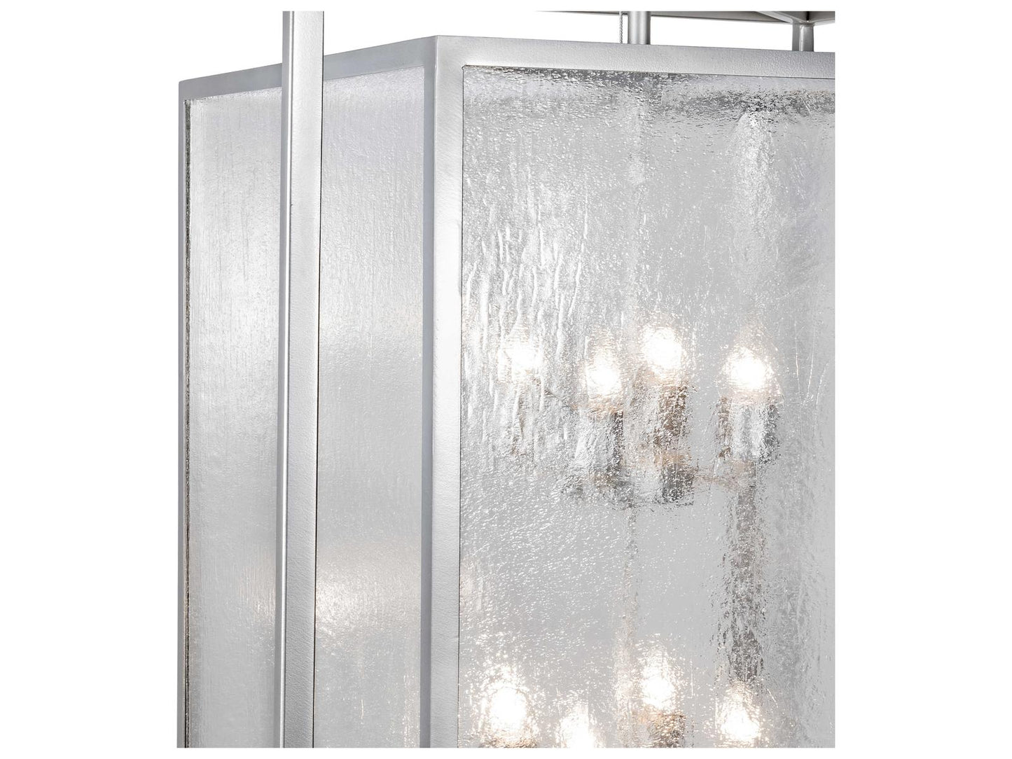 Meyda 8-Light Kitzi Box Geometric Tiered Chandelier in Nickel with Clear Seeded Glass