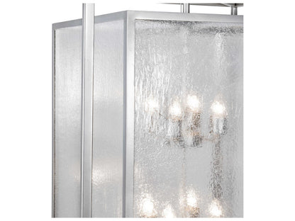 Meyda 8-Light Kitzi Box Geometric Tiered Chandelier in Nickel with Clear Seeded Glass