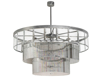Meyda Beckam 27-Light Crystal Clear Glass Tiered Chandelier in Sparkle Silver Finish