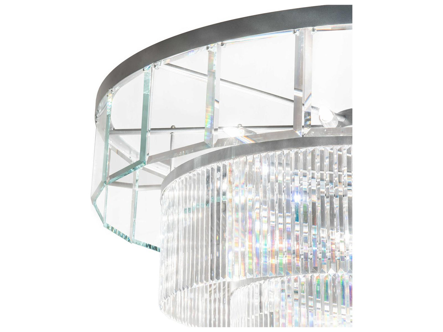 Meyda Beckam 27-Light Crystal Clear Glass Tiered Chandelier in Sparkle Silver Finish