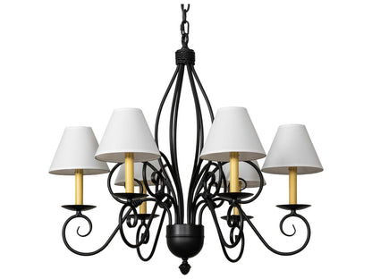 Meyda 6-Light Squire Blackwash Empire Chandelier with White Parchment Shades