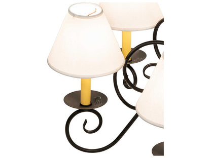 Meyda 6-Light Squire Blackwash Empire Chandelier with White Parchment Shades