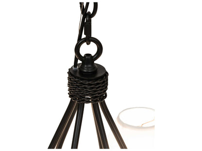 Meyda 6-Light Squire Blackwash Empire Chandelier with White Parchment Shades
