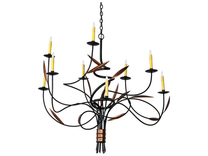 Meyda Layla 9-Light Candelabra Chandelier in Blackwash and Cimarron Bronze