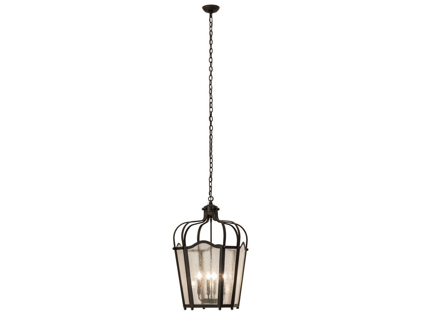 Meyda Citadel 4-Light Candelabra Chandelier in Oil Rubbed Bronze with Seeded Glass