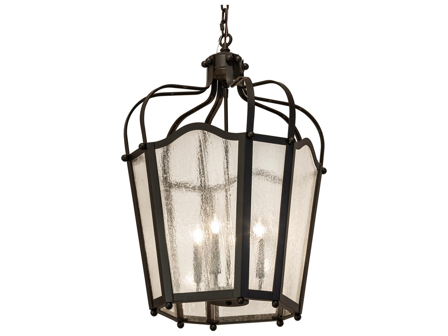 Meyda Citadel 4-Light Candelabra Chandelier in Oil Rubbed Bronze with Seeded Glass