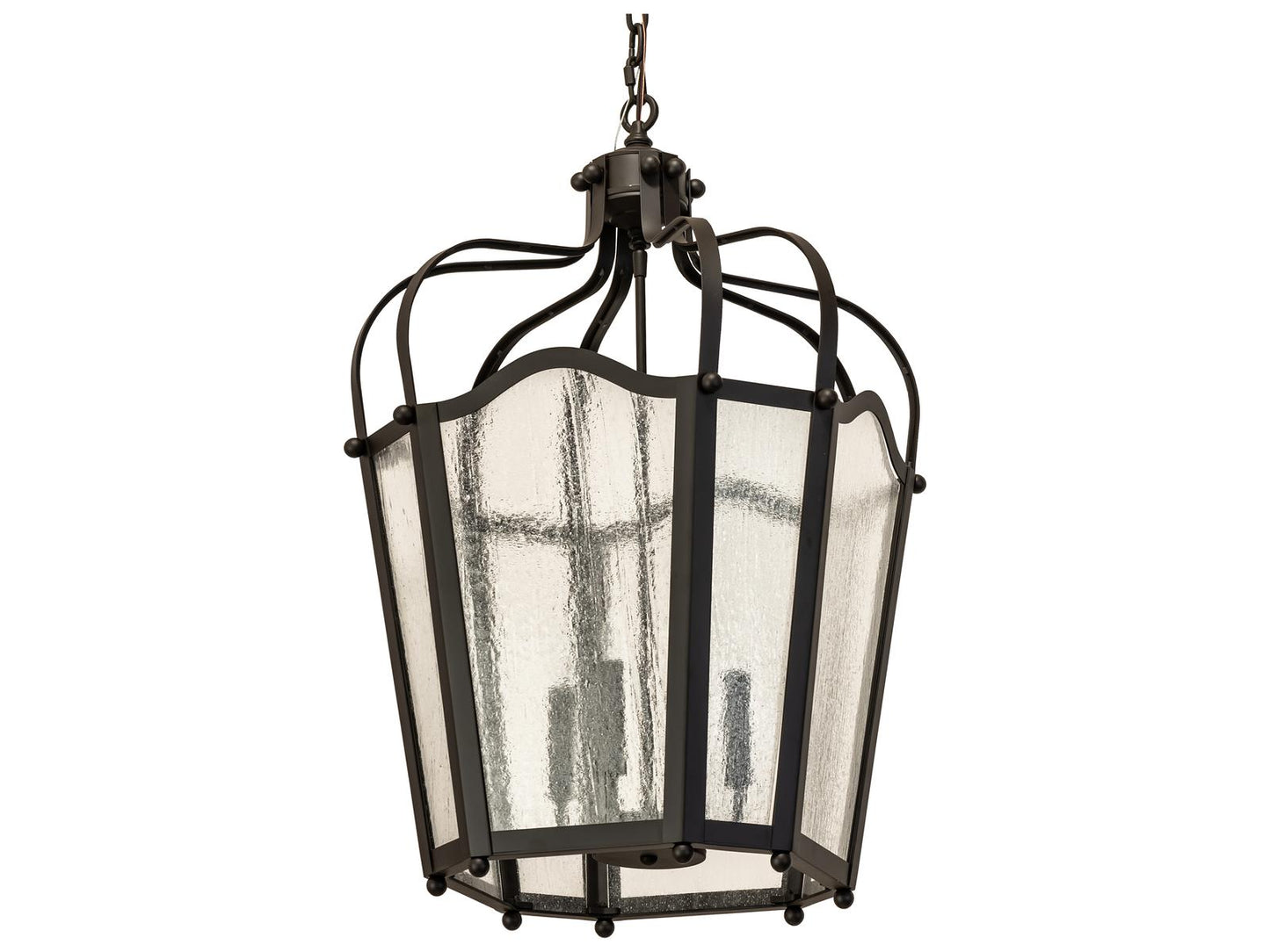 Meyda Citadel 4-Light Candelabra Chandelier in Oil Rubbed Bronze with Seeded Glass