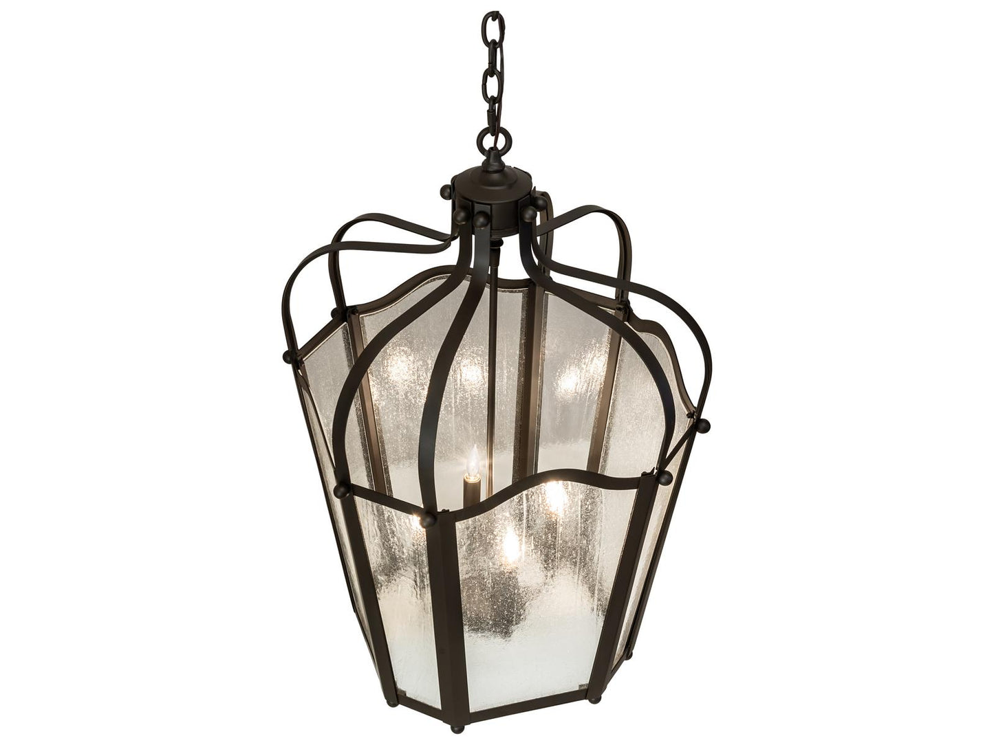 Meyda Citadel 4-Light Candelabra Chandelier in Oil Rubbed Bronze with Seeded Glass