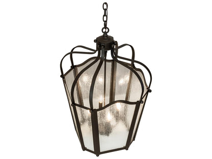 Meyda Citadel 4-Light Candelabra Chandelier in Oil Rubbed Bronze with Seeded Glass