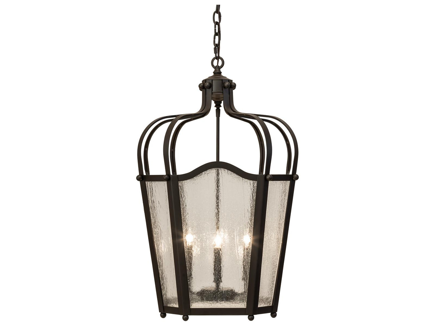Meyda Citadel 4-Light Candelabra Chandelier in Oil Rubbed Bronze with Seeded Glass