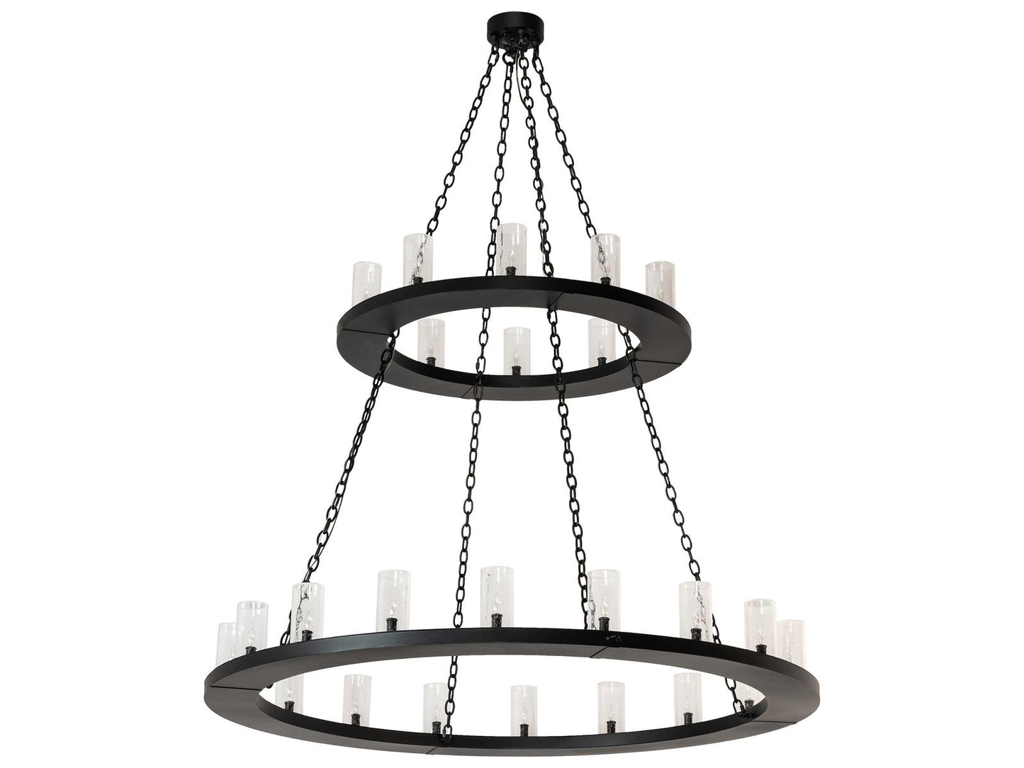 Meyda Loxley 28-Light Textured Black Glass Cylinder Tiered Chandelier