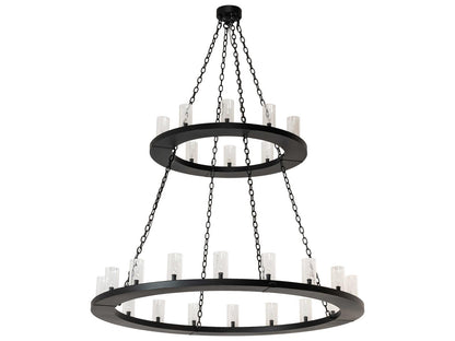 Meyda Loxley 28-Light Textured Black Glass Cylinder Tiered Chandelier