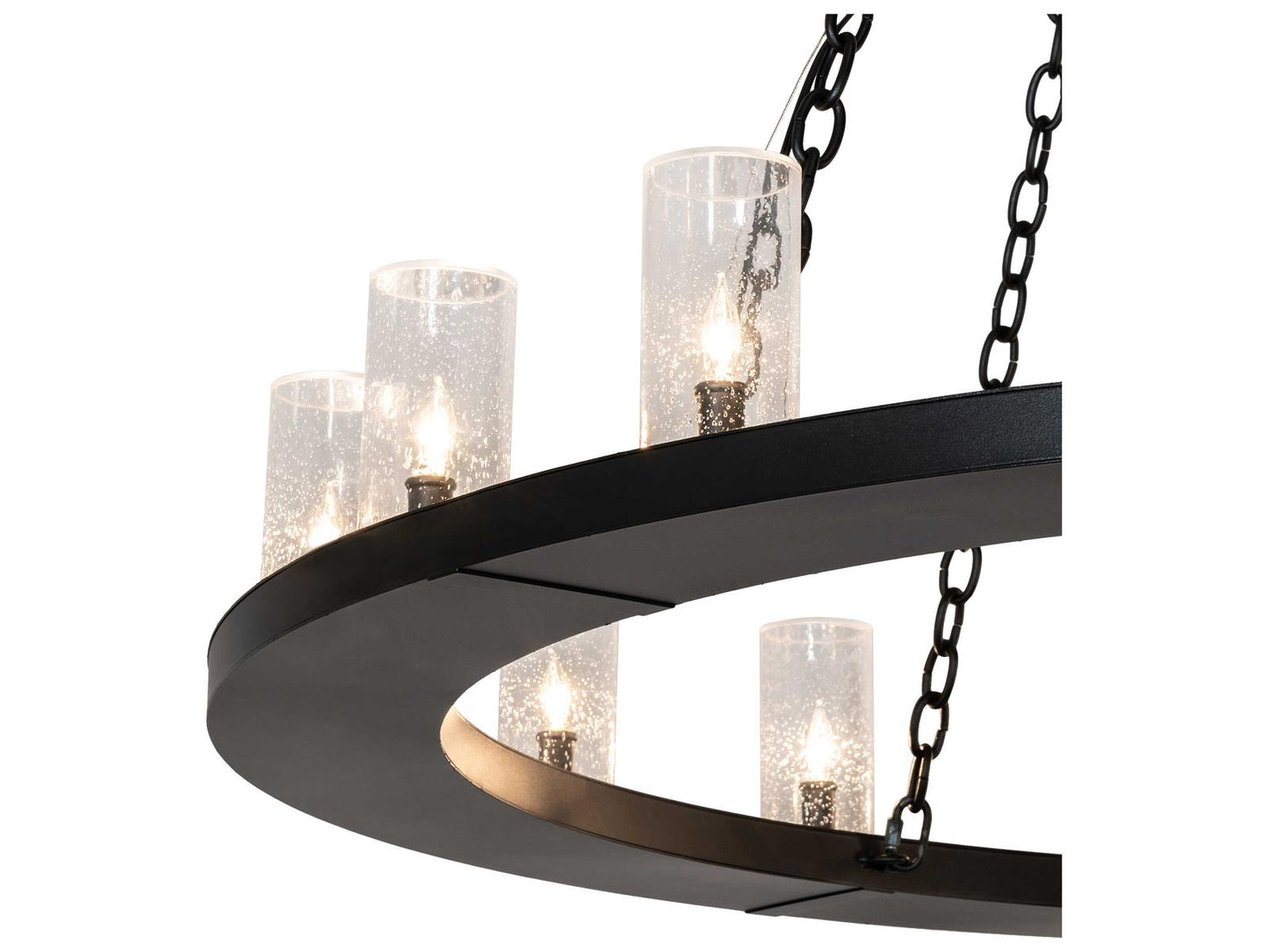 Meyda Loxley 28-Light Textured Black Glass Cylinder Tiered Chandelier