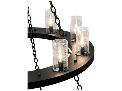 Meyda Loxley 28-Light Textured Black Glass Cylinder Tiered Chandelier