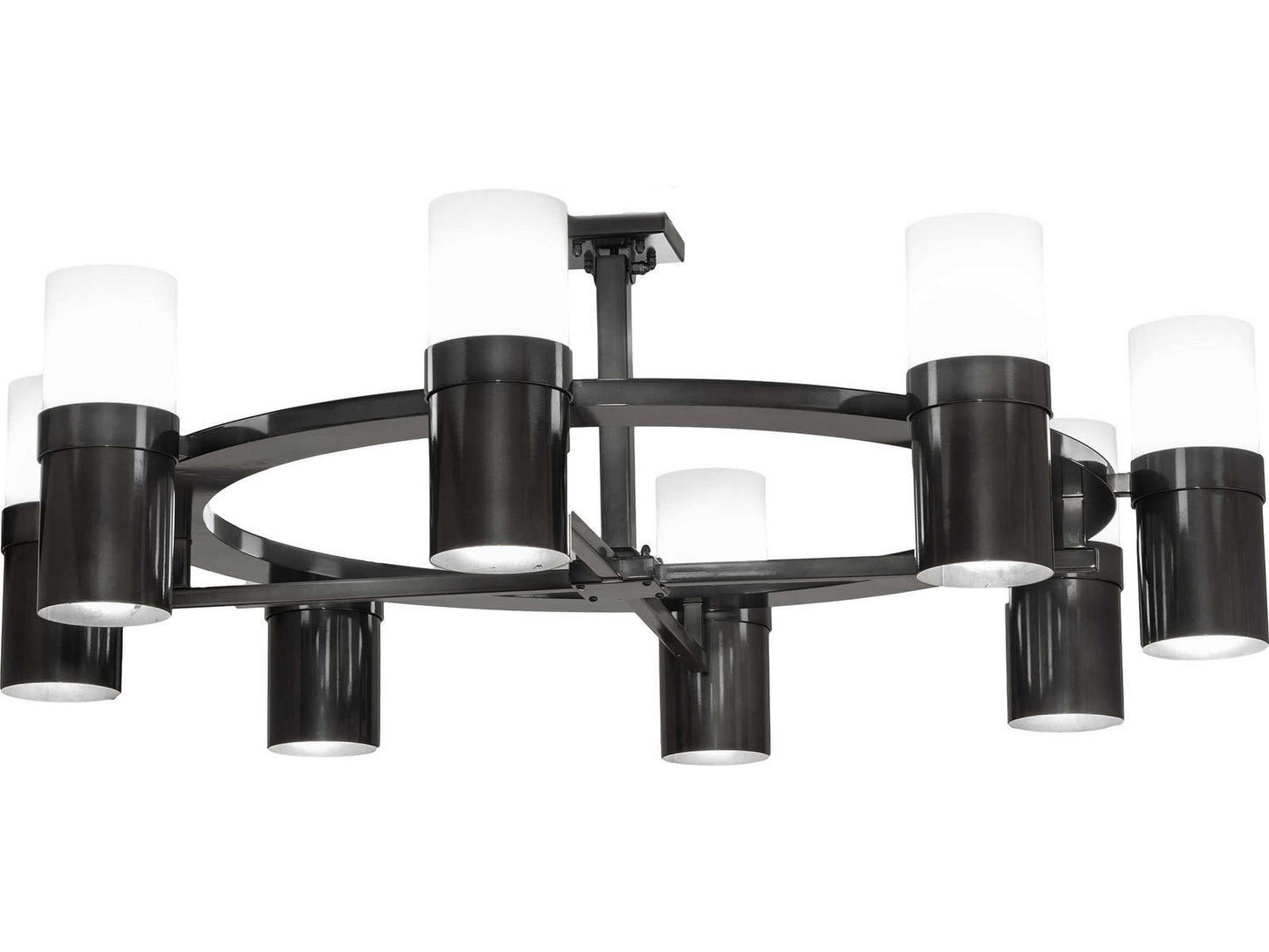 Meyda Farmington 8-Light LED Cylinder Chandelier in Black Chrome over Nickel