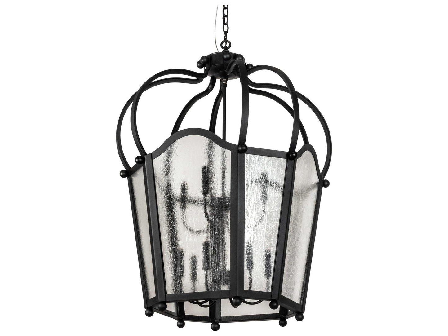 Meyda Citadel 10-Light Textured Black Glass Chandelier with Clear Seeded Glass