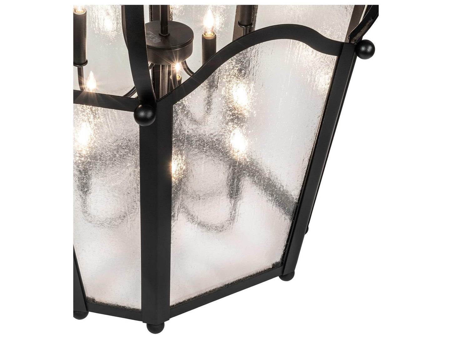 Meyda Citadel 10-Light Textured Black Glass Chandelier with Clear Seeded Glass