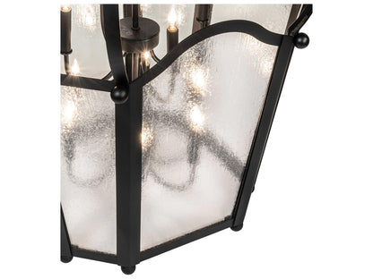 Meyda Citadel 10-Light Textured Black Glass Chandelier with Clear Seeded Glass