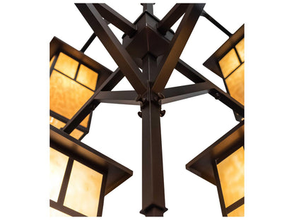 Meyda Hyde Park 8-Light Mission Craftsman Brown Glass Tiered Chandelier
