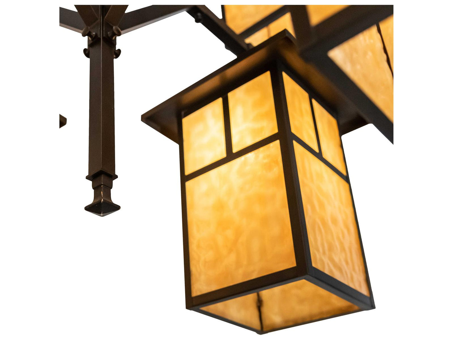 Meyda Hyde Park 8-Light Mission Craftsman Brown Glass Tiered Chandelier