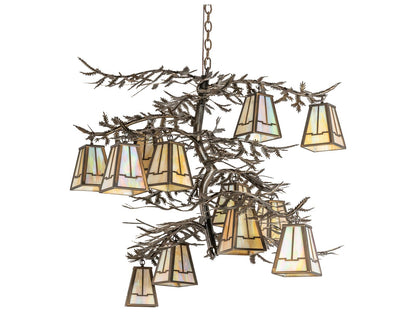 Meyda 12-Light Pine Branch Valley View Lantern Chandelier in Antique Copper