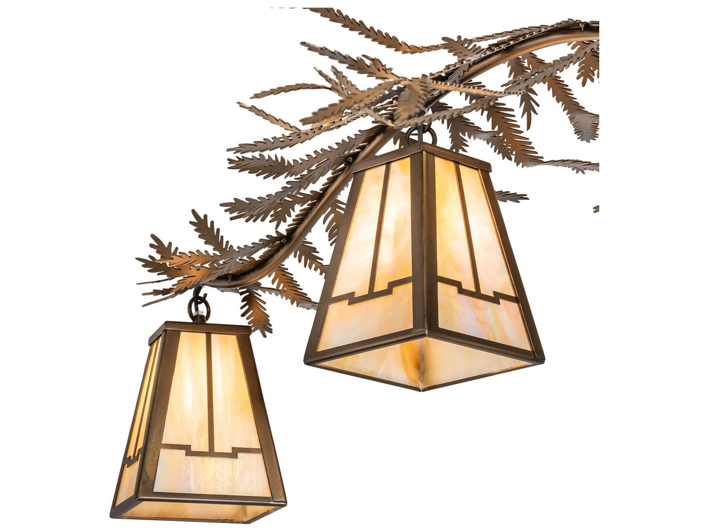 Meyda 12-Light Pine Branch Valley View Lantern Chandelier in Antique Copper