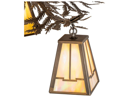 Meyda 12-Light Pine Branch Valley View Lantern Chandelier in Antique Copper