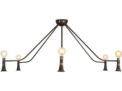 Meyda Alva 6-Light Abstract Chandelier in Black Fox Glossy Finish