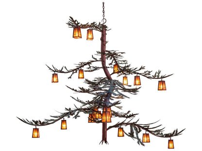 Meyda Pine Branch Valley View 18-Light Chandelier in Rust and Green Trees