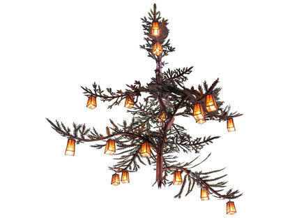 Meyda Pine Branch Valley View 18-Light Chandelier in Rust and Green Trees