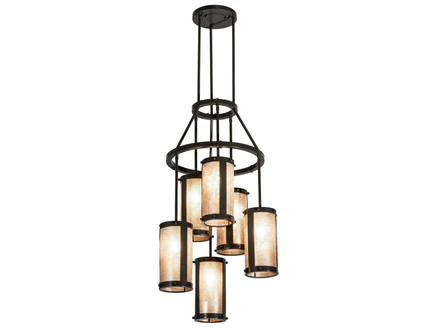 Meyda Cartier 6-Light Timeless Bronze Chandelier with Silver Mica Shades