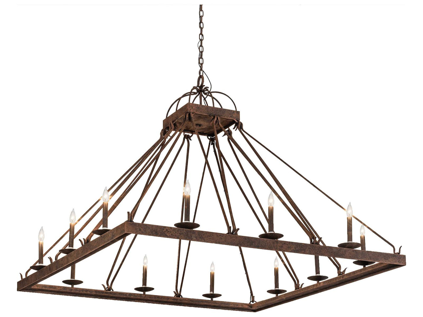 Meyda 12-Light Retreat Chandelier in Distressed Chestnut