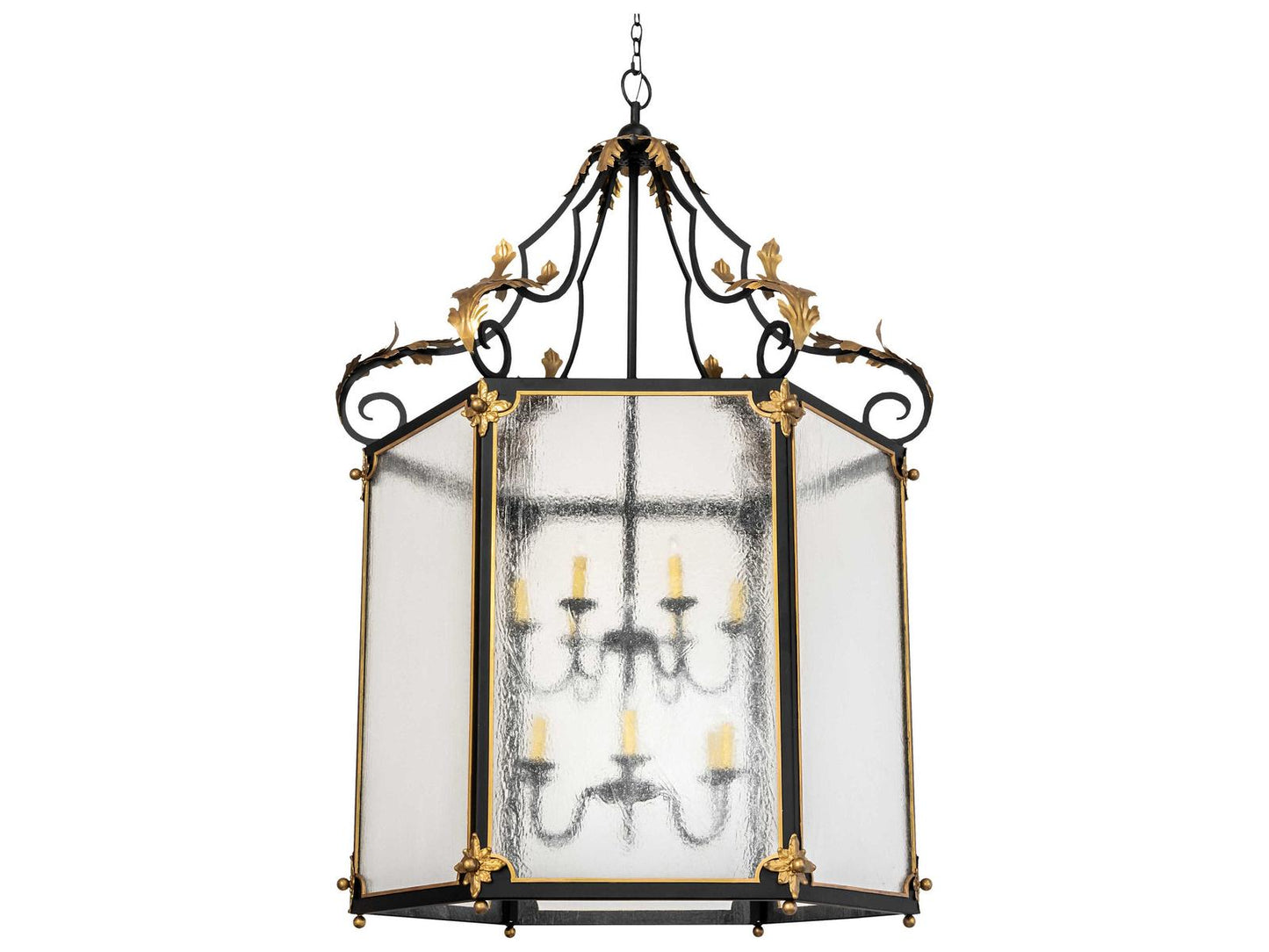 Meyda Ganser 12-Light Square Chandelier with Clear Seedy Glass in Black Metal
