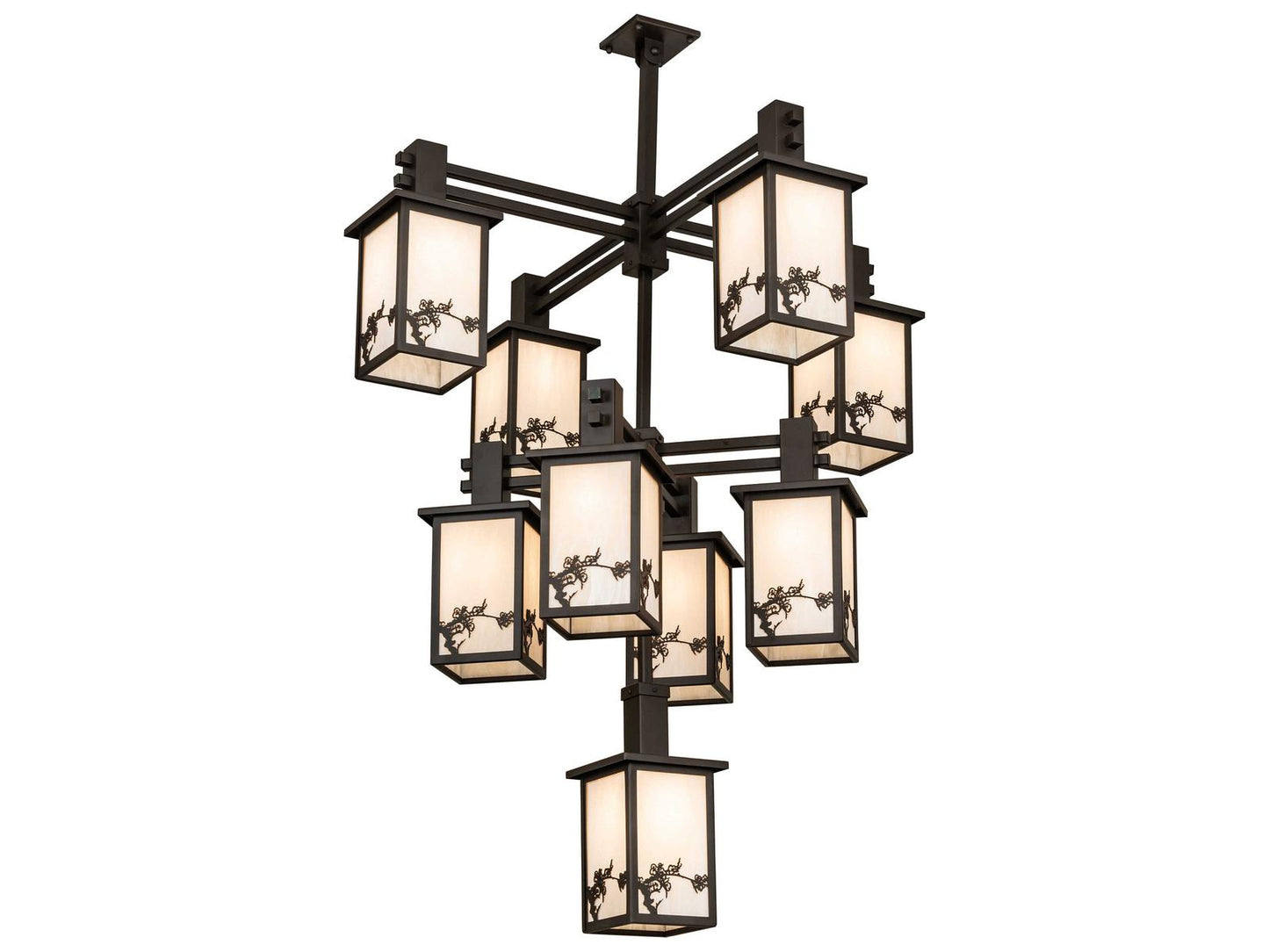 Meyda Hyde Park 9-Light Oil Rubbed Bronze Chandelier with Art Glass Shades