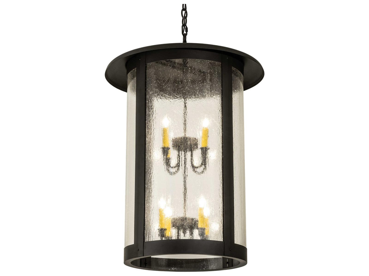 Meyda Fulton 8-Light Oil Rubbed Bronze Candelabra Lantern Chandelier with Clear Seeded Glass