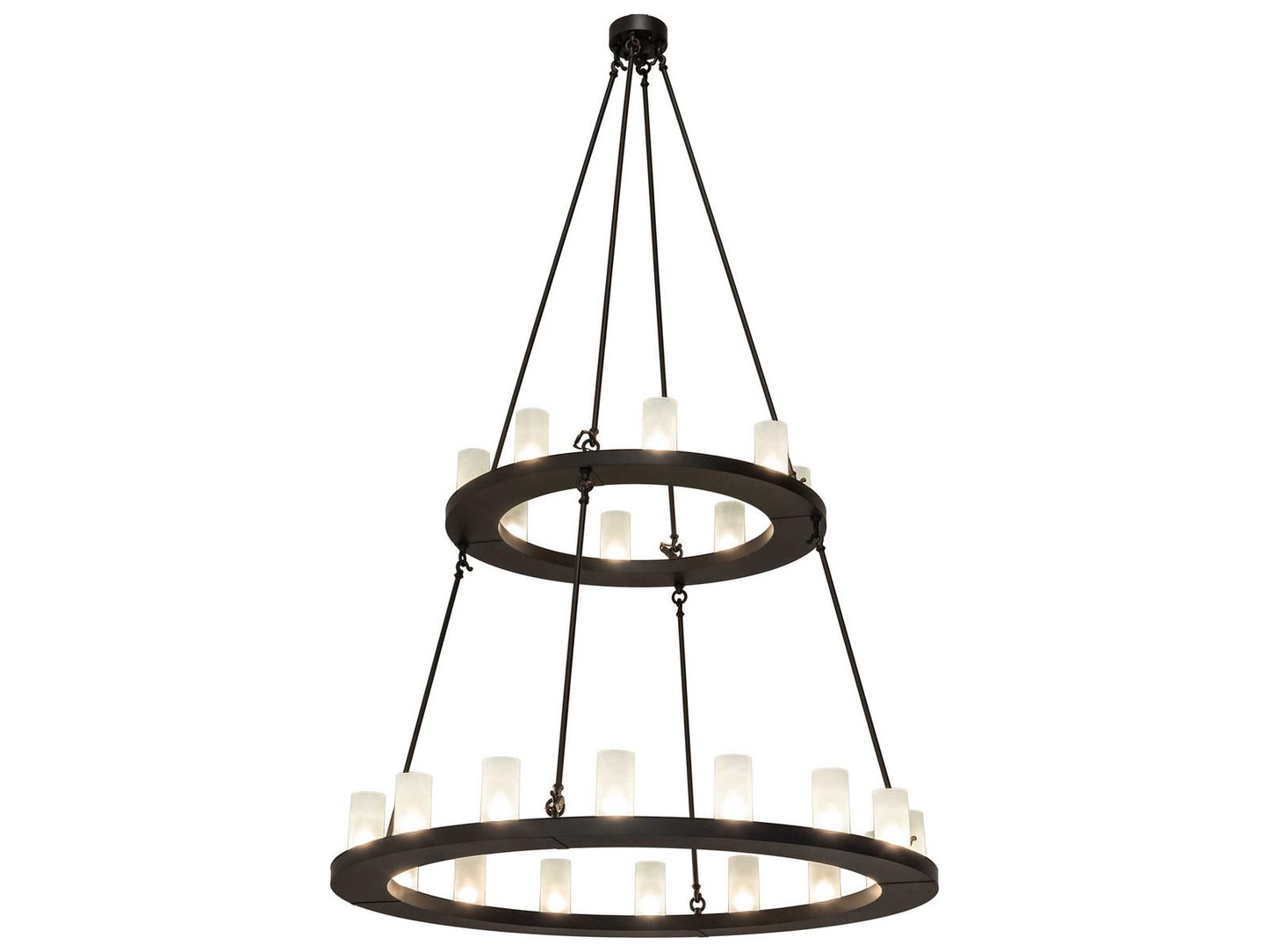 Meyda Loxley 24-Light Steel Glass Cylinder Tiered Chandelier in Oil Rubbed Bronze