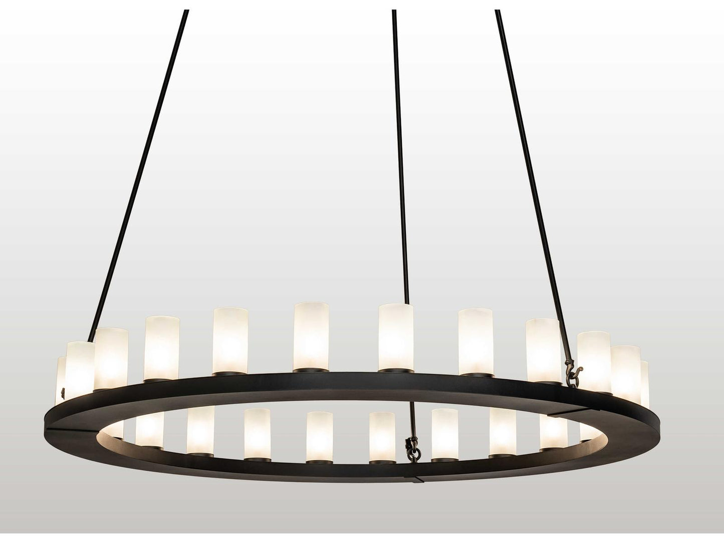 Meyda Loxley 21-Light Cylinder Chandelier in Textured Black with Frosted Glass