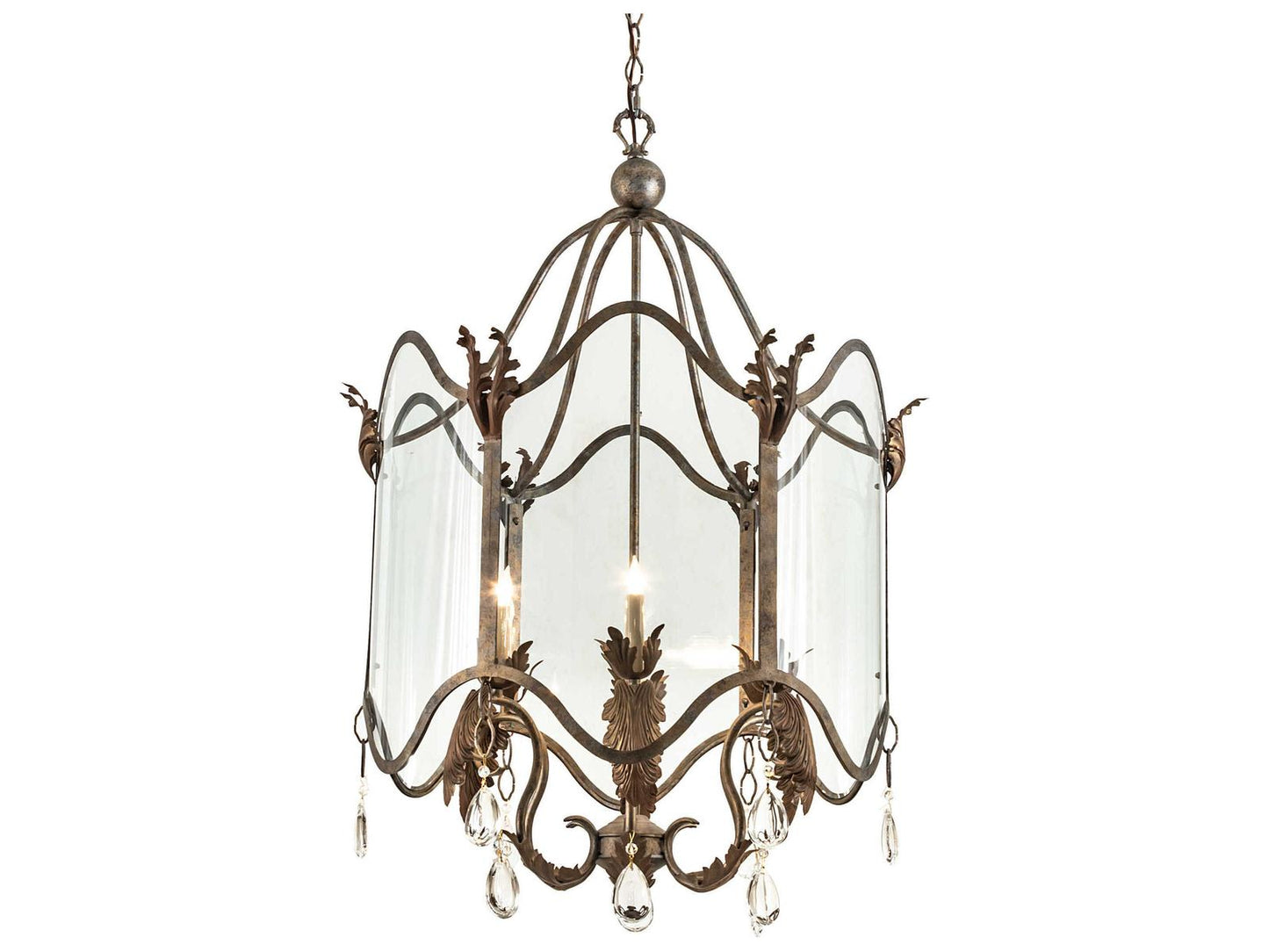Meyda Lourdes 6-Light Chandelier in Corinth and Cortez Gold with Clear Glass