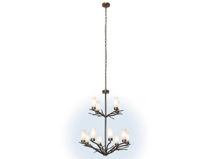 Meyda 12-Light Winter Solstice Chandelier Classic Rust with Idalight Cylinder Shades
