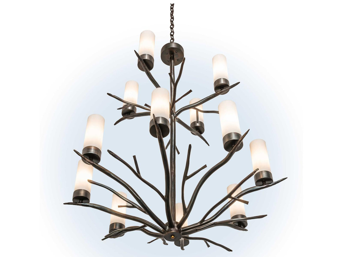 Meyda 12-Light Winter Solstice Chandelier Classic Rust with Idalight Cylinder Shades