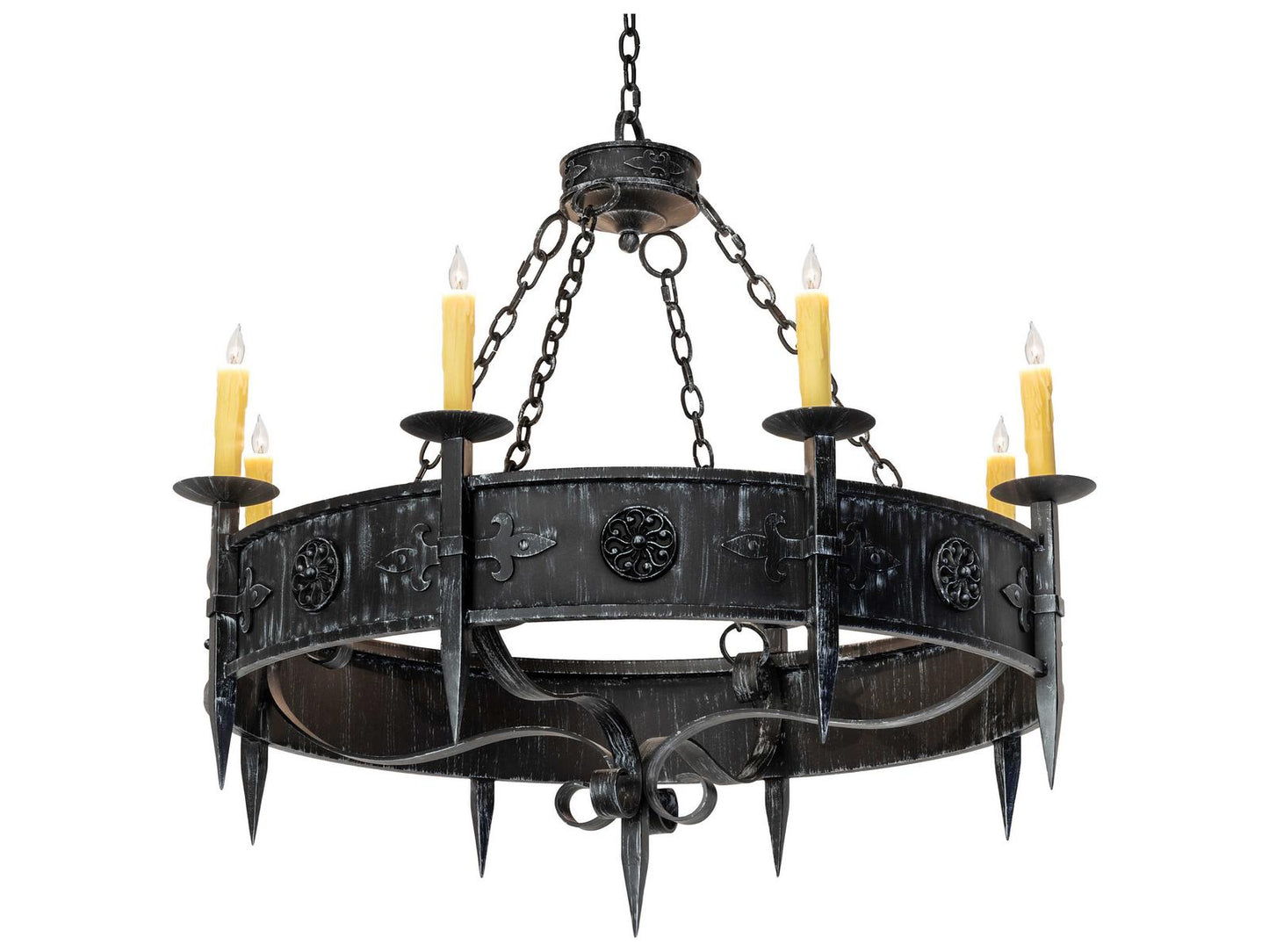 Meyda Calandra 8-Light Traditional Chandelier in Black Wrought Iron