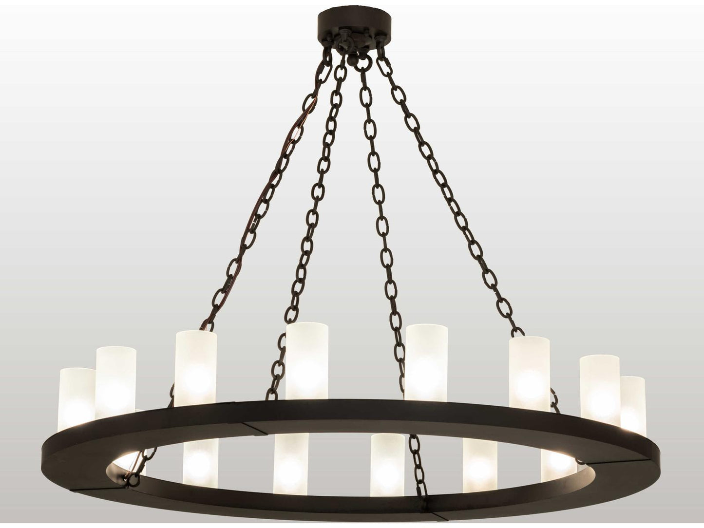 Meyda Loxley 16-Light Textured Black Chandelier with Clear Frosted Glass