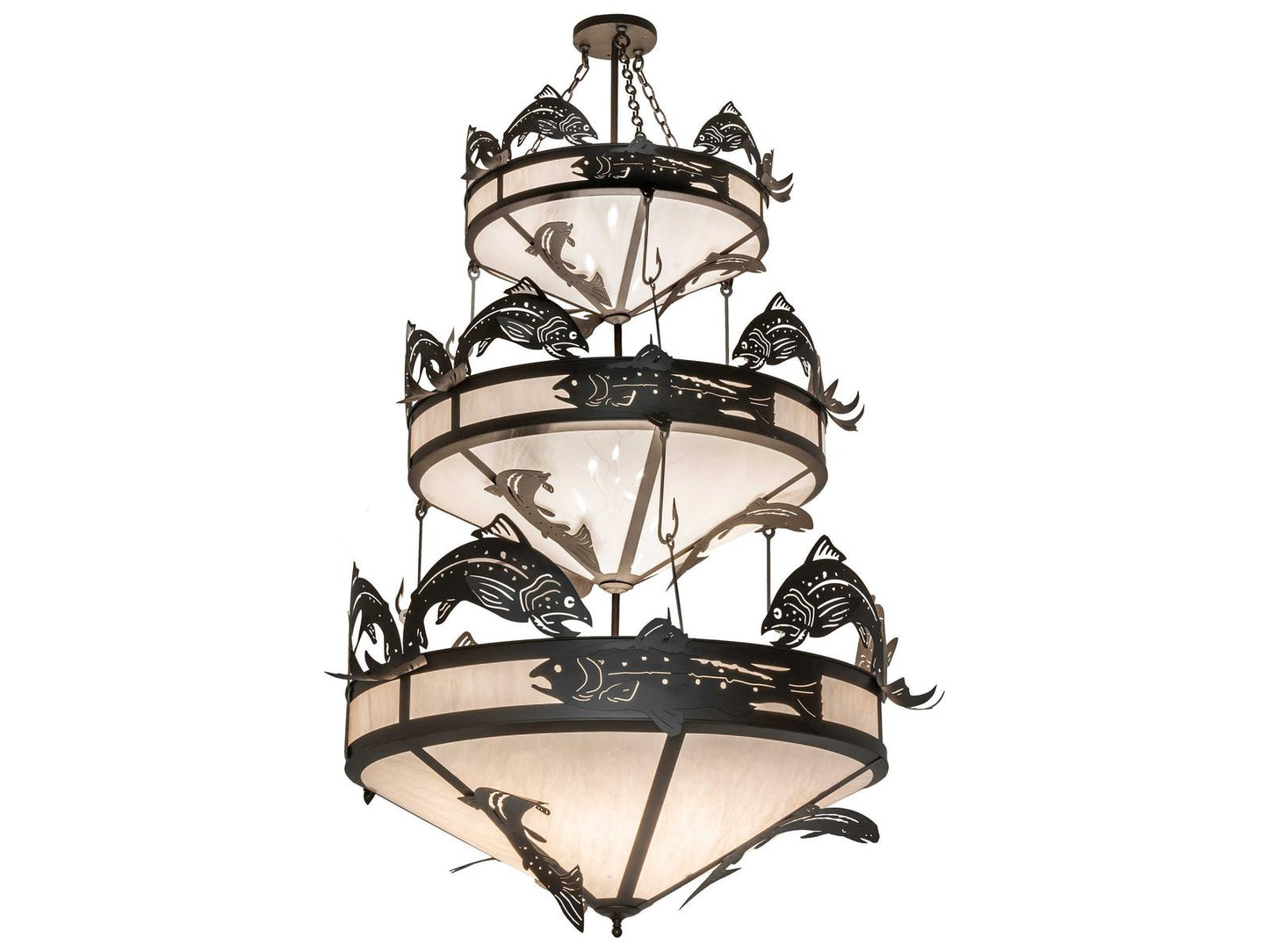 Meyda 18-Light Catch of the Day Black Tiered Chandelier