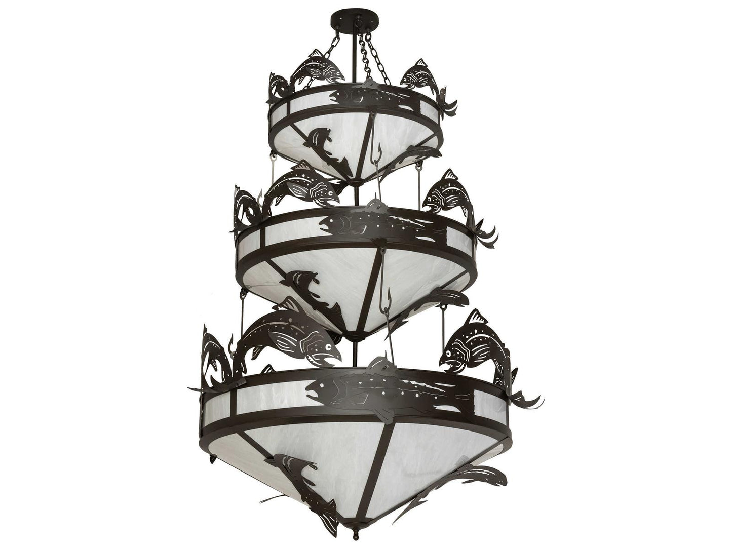 Meyda 18-Light Catch of the Day Black Tiered Chandelier