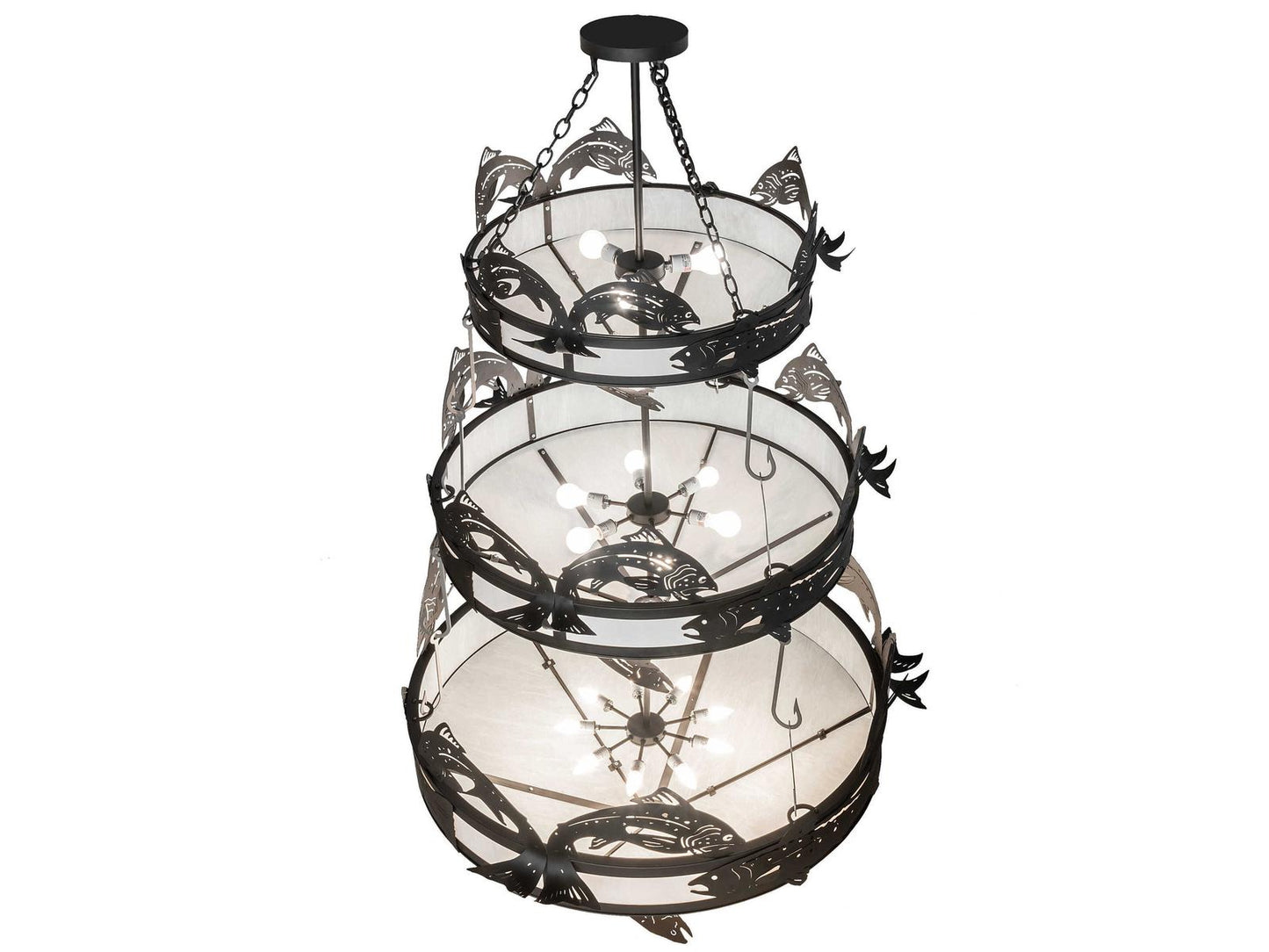 Meyda 18-Light Catch of the Day Black Tiered Chandelier
