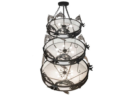 Meyda 18-Light Catch of the Day Black Tiered Chandelier