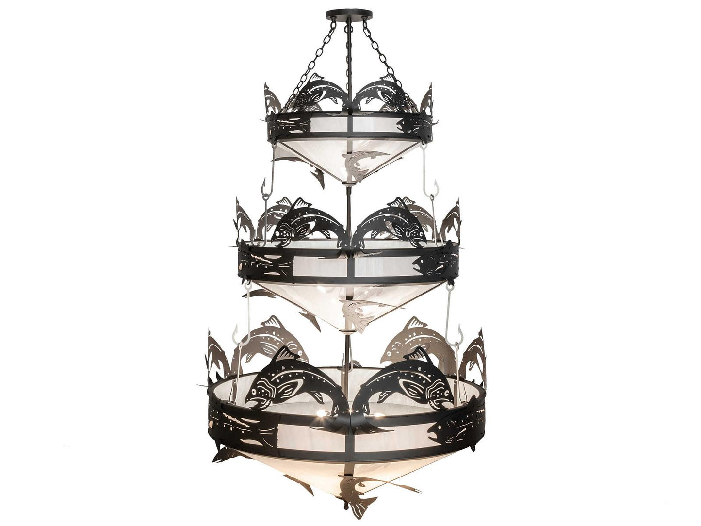Meyda 18-Light Catch of the Day Black Tiered Chandelier