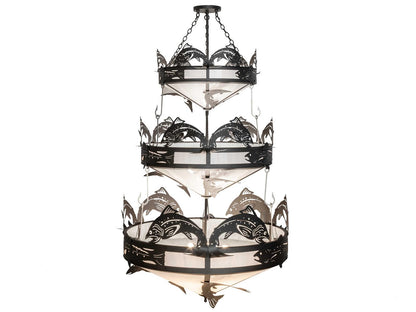 Meyda 18-Light Catch of the Day Black Tiered Chandelier